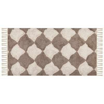 Beliani Rug Sinop Beige 80 X 150 Cm Cotton - image 1