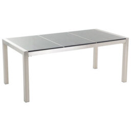 Beliani Garden Dining Set 6 Seater Grosseto Triple Plate Granite Polished Grey/ Beige - thumbnail 4