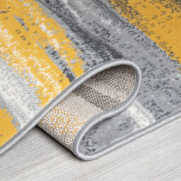 Bravich Hard Wearing Hessian Backed Stair Runner Kitchen Mat- Texas Abstract Lines Yellow, Grey & White - 60X360Cm (2'x12') - thumbnail 2