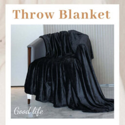 Alivio Small Faux Fur Mink Throw Luxury Super Soft Plain Bed Sofa Settee Throw Blanket - Black