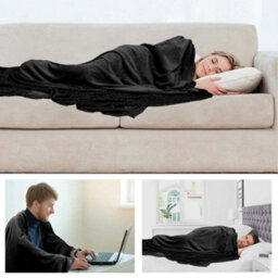 Alivio Small Faux Fur Mink Throw Luxury Super Soft Plain Bed Sofa Settee Throw Blanket - Black - thumbnail 2