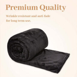 Alivio Small Faux Fur Mink Throw Luxury Super Soft Plain Bed Sofa Settee Throw Blanket - Black - thumbnail 4