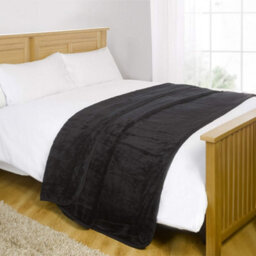 Alivio Small Faux Fur Mink Throw Luxury Super Soft Plain Bed Sofa Settee Throw Blanket - Black - thumbnail 9