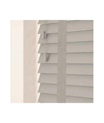 50mm Slat Pale Grey Real Wood Venetian Blind With Tapes 120Cm Drop 45Cm Wide - image 1