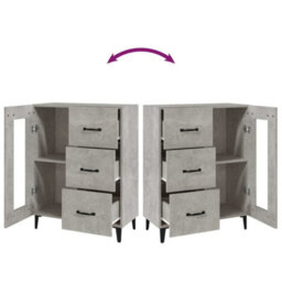 Berkfield Stylish Sideboard Concrete Grey 69.5X34X90 Cm Engineered Wood - thumbnail 9