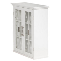 Teamson Home Bathroom Wall Cabinet, Wooden Cabinet With 2 Doors, Glass Doors, Bathroom Storage, White - thumbnail 5