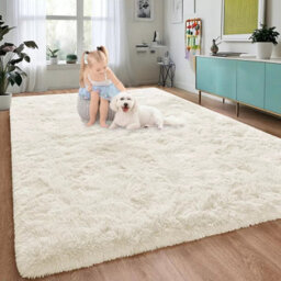 Ameha Soft Fluffy Cream Rugs Large Nonslip 160X230 Cm Shaggy Area Rug Bedroom Living Room Carpets - thumbnail 4