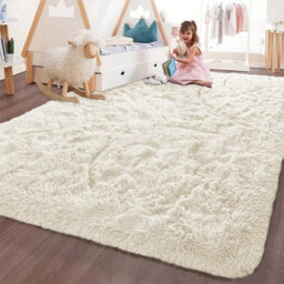 Ameha Soft Fluffy Cream Rugs Large Nonslip 160X230 Cm Shaggy Area Rug Bedroom Living Room Carpets - thumbnail 3