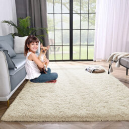Ameha Soft Fluffy Cream Rugs Large Nonslip 160X230 Cm Shaggy Area Rug Bedroom Living Room Carpets - thumbnail 6