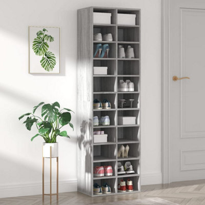 Walplus Shoe Cabinet Grey Sonoma 54X34X183 Cm Engineered Wood - image 1