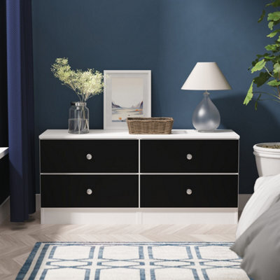 Portland 4 Drawer Bed Box In Black & White Matt (Ready Assembled) - image 1