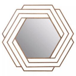 Orsina Antique Gold Hexagon Wall Mirror, Textured Iron Frame Decorative Accent, Contemporary Gold Wall Mirror - thumbnail 1