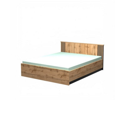 Arte Oak Wotan & Black Matt Lamelo La26 Ottoman Bed H83Cm W167Cm D208Cm - Stylish Eu King Storage Solution - image 1