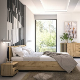 Arte Oak Wotan & Black Matt Lamelo La26 Ottoman Bed H83Cm W167Cm D208Cm - Stylish Eu King Storage Solution - thumbnail 3