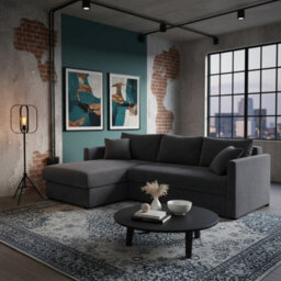 Orea Modern L Shape Sofa Bed With 2 Storage Compartments Reversible Fabric Corner Settee Sleep Function 227X150Cm Black Left