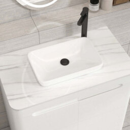 Royal Bathrooms Venice 800mm Gloss White Freestanding Bathroom Countertop Vanity Unit 2 Door With Qubix Basin - thumbnail 6