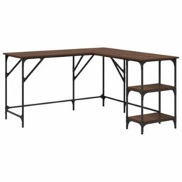 Berkfield Industrial Desk Brown Oak 139X139X75 Cm Engineered Wood
