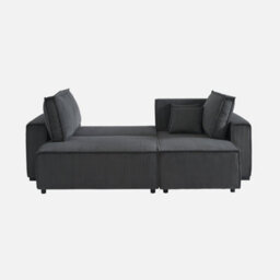Sweeek - 3-Seater Convertible Chunky Corduroy And Reversible Sofa Feel Charcoal Grey 244X104X90 Cm - thumbnail 6