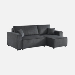 Sweeek - 3-Seater Convertible Chunky Corduroy And Reversible Sofa Feel Charcoal Grey 244X104X90 Cm - thumbnail 4