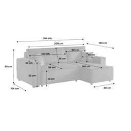 Sweeek - 3-Seater Convertible Chunky Corduroy And Reversible Sofa Feel Charcoal Grey 244X104X90 Cm - thumbnail 3