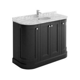 Plum&clay Fairmont Traditional Curved Black Floor Standing Vanity Unit With Ceramic Basin & Marble Top (W)1200mm