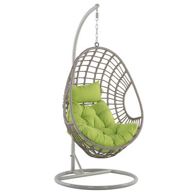 Beliani Hanging Chair With Stand Arpino Pe Rattan Beige - image 1