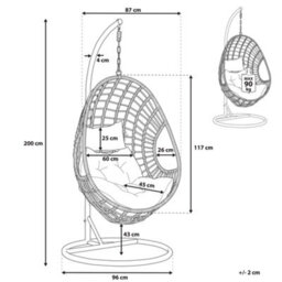 Beliani Hanging Chair With Stand Arpino Pe Rattan Beige - thumbnail 3