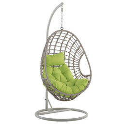 Beliani Hanging Chair With Stand Arpino Pe Rattan Beige