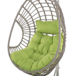 Beliani Hanging Chair With Stand Arpino Pe Rattan Beige - thumbnail 7