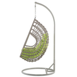 Beliani Hanging Chair With Stand Arpino Pe Rattan Beige - thumbnail 5