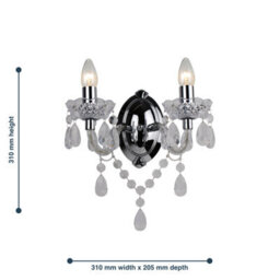 First Choice Lighting Clear Acrylic And Chrome Marie Therese Style Twin Wall Light - thumbnail 3