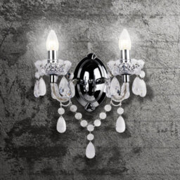 First Choice Lighting Clear Acrylic And Chrome Marie Therese Style Twin Wall Light - thumbnail 2