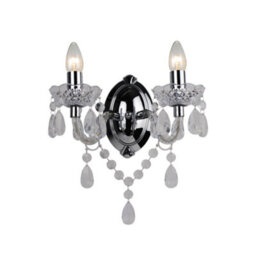 First Choice Lighting Clear Acrylic And Chrome Marie Therese Style Twin Wall Light - thumbnail 1
