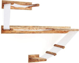 Novecrafto Large Wall Cat Bed Sleeping Shelf - Solid Wood Cat Wall Furniture - Cat Shelves Wall Mounted For Indoor Cats - White