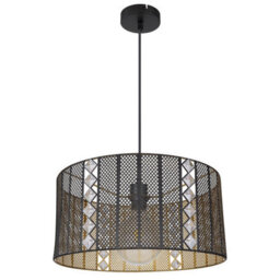 Luminosa Lighting Luminosa Abini 42Cm Cylindrical Pendant Ceiling Light Matt Black 1X E27 - thumbnail 2