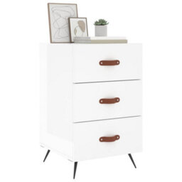 Berkfield Bedside Cabinet High Gloss White 40X40X66 Cm Engineered Wood - thumbnail 4