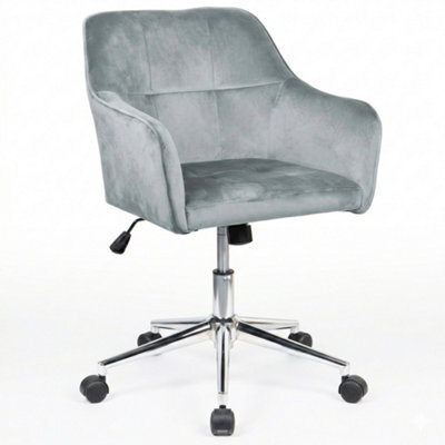 EVRE Silver Grey Velvet Office Chair Swivel Desk Chair With Wheels & Adjustable Height - image 1