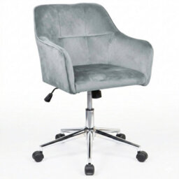 EVRE Silver Grey Velvet Office Chair Swivel Desk Chair With Wheels & Adjustable Height - thumbnail 1