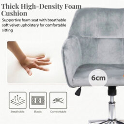 EVRE Silver Grey Velvet Office Chair Swivel Desk Chair With Wheels & Adjustable Height - thumbnail 6