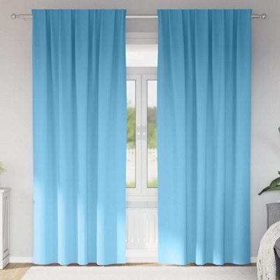 Berkfield Curtains With Curtains 2 Pcs Light Blue 245 X 140 Cm Polyester - image 1