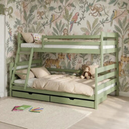 Arte Fami Olive Wooden Bunk Bed With Drawers - Foam/bonnell Mattresses - 90 X 200 Cm & 120 X 200 Cm - thumbnail 6