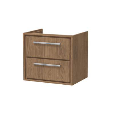 Hudson Reed Lille 600mm Wall Hung 2 Drawer Unit (455 Deep)-Antique Oak - image 1
