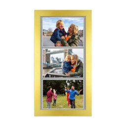 AK Frames 16X8 Gold Modern Multi Photo Frame With Silver Mount - Holds 3 Apertures (3X) 7X5 Photos