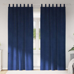 Berkfield Blackout Curtains With Hanging Loops 2 Pcs Dark Blue Velvet