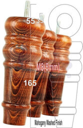 L&F 4 Replacement Furniture Feet Mahogany Wash Turned Wooden Legs 165mm High Settee Chairs Sofas Footstools M8 (8mm) Tsp2071 - thumbnail 1