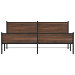Berkfield Metal Bed Frame Without Mattress Brown Oak 200X200 Cm - thumbnail 5