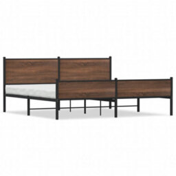 Berkfield Metal Bed Frame Without Mattress Brown Oak 200X200 Cm - thumbnail 2