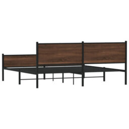 Berkfield Metal Bed Frame Without Mattress Brown Oak 200X200 Cm - thumbnail 7