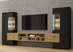 "Arte Coby 10 Entertainment Unit  In Black For Tvs Up To 60"" - Sleek Design With Comprehensive Storage - W2700mm X H1430mm X D450mm"