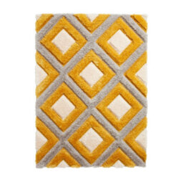 Grey Yellow Modern Shaggy Geometric Easy To Clean Rug For Living Room Bedroom And Dining Room-120Cm X 170Cm - thumbnail 6